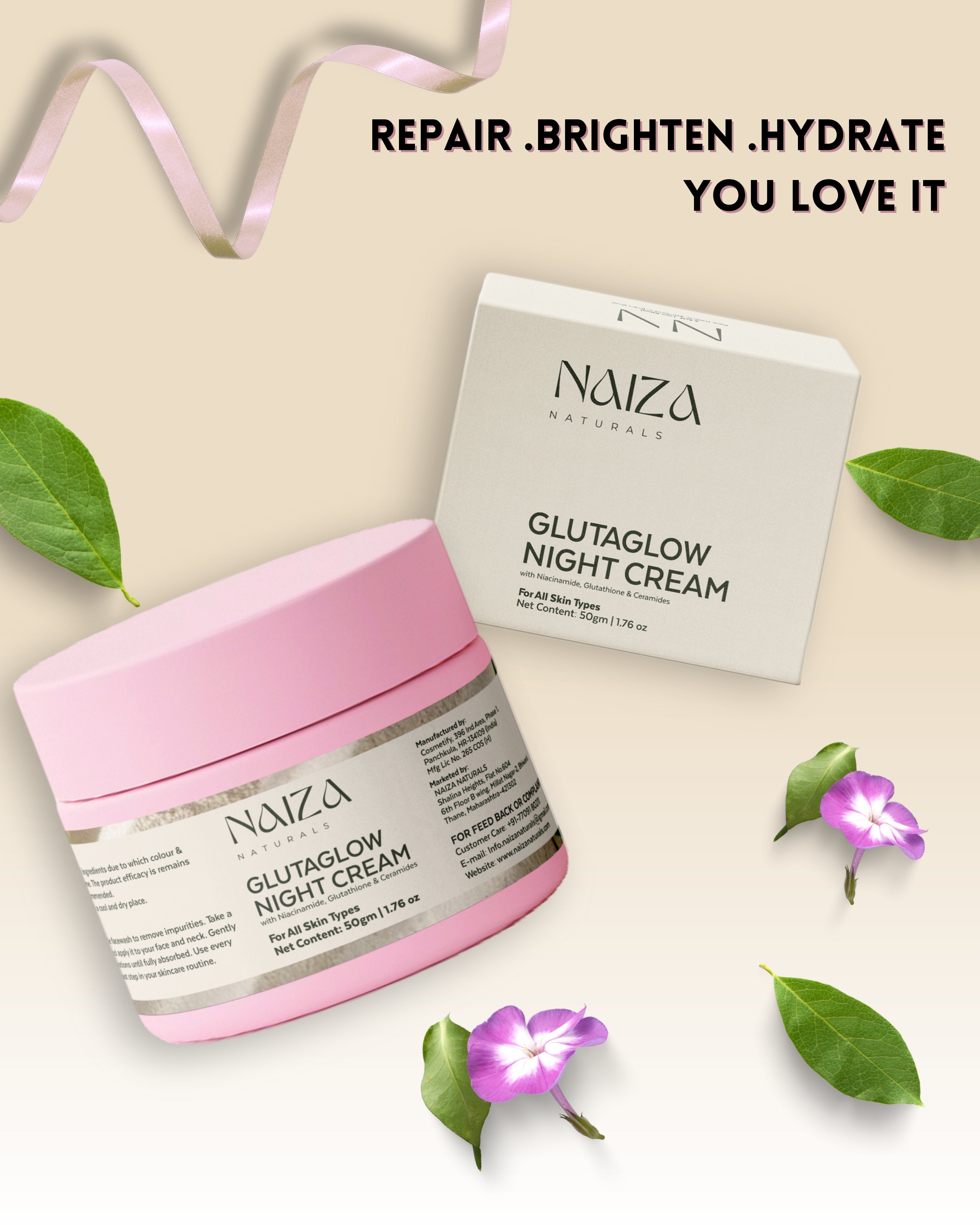 Glutaglow Brightening Night Cream with Glutathione & Peptides — Naiza Naturals – NaizaNaturals Store